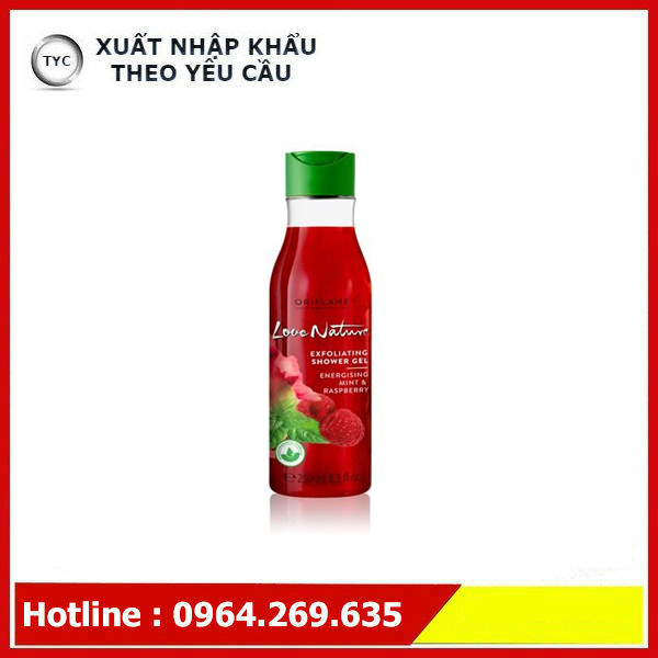 Love Nature Exfoliating Shower Gel Energising Mint & Raspberry