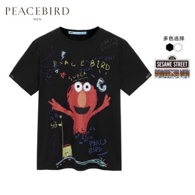[Chương trình biểu diễn ở New York có cùng đoạn] Áo thun hòa bình dành cho nam Bird x x Dòng áo mùa hè Xu hướng đen mùa hè B2DA92174