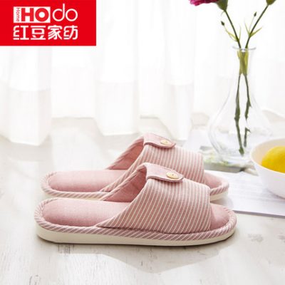 Đậu đỏ nhà dệt vải lanh dép nữ mùa hè nhà trong nhà cặp vợ chồng nam trượt bốn mùa bông và vải lanh hộ gia đình