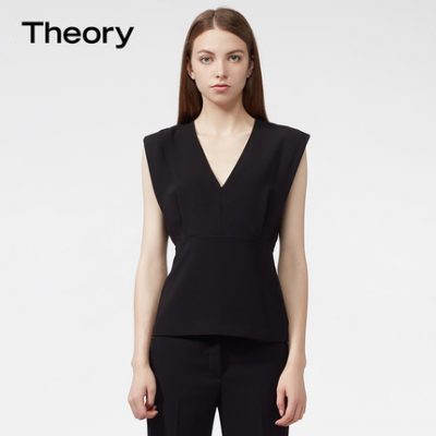 Lý thuyết 2019 xuân hè mới tay không tay thắt lưng cổ chữ V J0109516