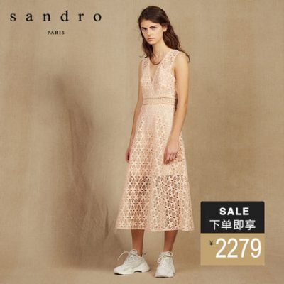 Sandro2019 mùa xuân và mùa hè mới của phụ nữ ren openwork lồi hoa dài R20656E