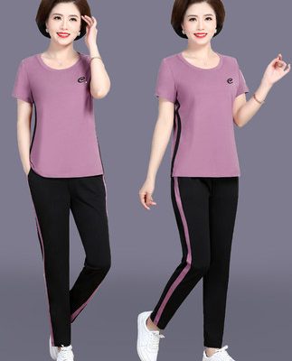 Áo bà mẹ trung niên hè 2019 mới phù hợp với thể thao cao cấp nữ trung niên áo thun hai dây ngắn tay