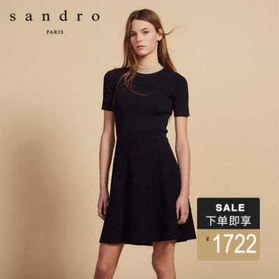 Sandro nữ đính cườm cổ áo đan R2761H
