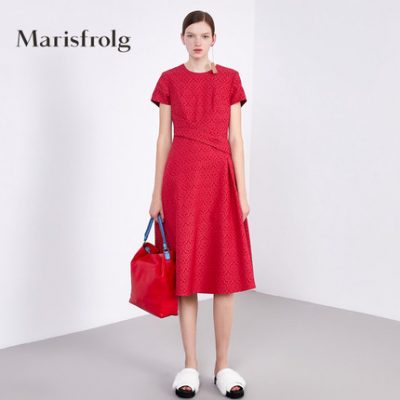 Váy cưới nữ màu đỏ Marisfrolg / Marsfil 2019 mùa thu mới