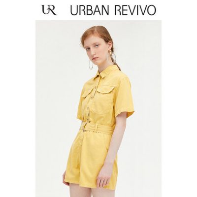 UR2019 hè mới thời trang nữ thời trang thắt lưng jumpsuit denim jG22SBKE2007