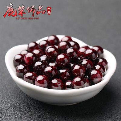 Tự nhiên 1A4A6A rượu vang đỏ garnet lỏng hạt pha lê bán thành phẩm vòng tay DIY handmade trang sức vật liệu phụ kiện