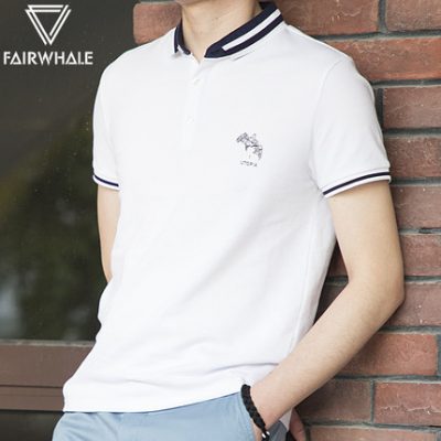 Mark Huafei áo thun ngắn tay nam Áo sơ mi nam nam ve áo 2019 hè mới xu hướng trắng nửa tay nam T