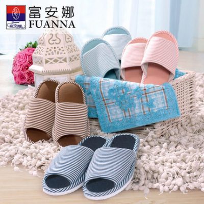 Fu Anna nhà dệt dép nhà nam và nữ dép phòng ngủ nhà Nhật giày mùa hè mùa hè trong nhà kéo