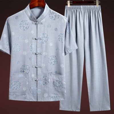 Tang phù hợp với nam trung niên cha tải mùa hè nam ngắn tay mỏng phần ông già phù hợp với ông nội phong cách retro quần áo nam