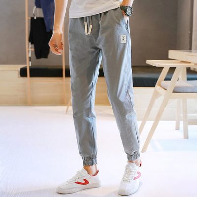 Quần mùa hè nam phiên bản Hàn Quốc của xu hướng quần dài 9 điểm chân thường quần mỏng phần chân lỏng lẻo công cụ thể thao quần harem