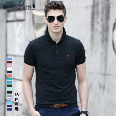 Khiêu vũ với chó sói áo thun nam tay ngắn cotton cotton polo 2019 hè mới xu hướng quần áo nam