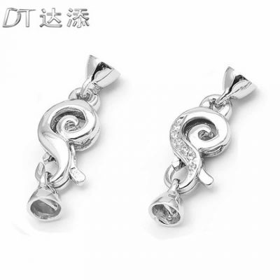 DT đeo chuỗi hạt ngọc trai vòng tay liên kết đầu khóa Phụ kiện trang sức DIY Bạc bạc khóa mạ bạch kim
