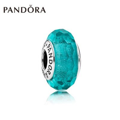 PANDORA Pandora màu xanh sáng lấp lánh thủy tinh 925 bạc tráng men chuỗi trang trí 791655 phụ kiện trang sức đính cườm