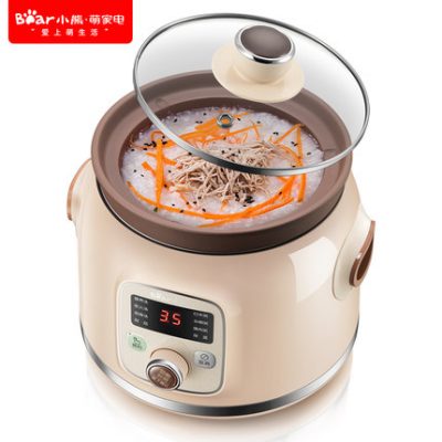 Nồi điện gấu 2L mini nước hầm gốm tím nồi cát nồi điện tự động nấu cháo