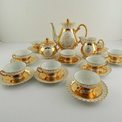 Ấm chén cổ mạ vàng 24kara Gold