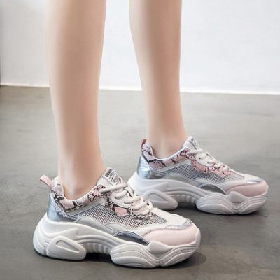 Tide thương hiệu lưới mùa hè giày cũ Giày nữ 2019 mới lưới đỏ siêu lửa tăng dày đáy giày thể thao thoáng khí giày thủy triều