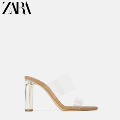 Giày nữ ZARA mới 2019 mùa hè bằng nhựa cao gót acrylic trong suốt 12316001111