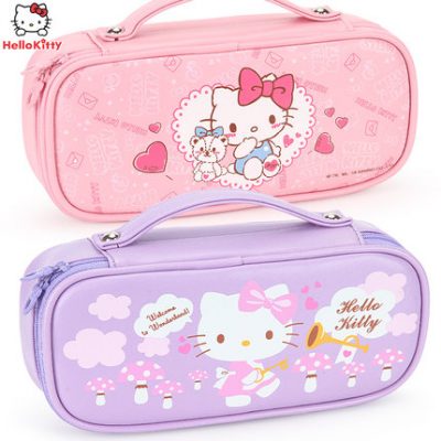 Học sinh Vỏ bút chì Nữ HelloKitty Phim hoạt hình Văn phòng phẩm Bút đa năng Trẻ em Túi bút chì dung lượng lớn