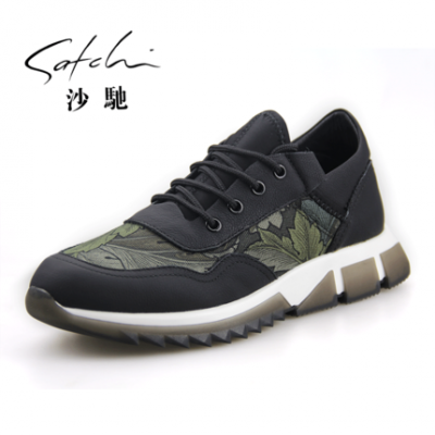 Giày nam Sha Chi Giày thời trang da Anh Giày da nam Giày đế thấp