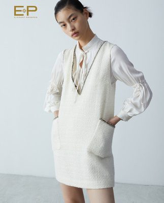 Trung tâm mua sắm có cùng đoạn EP Yaying 2019 thu đông mới thời trang túi len không tay bằng vải tweed 4203A