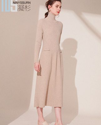 2019 xuân hè mới 100% cashmere đan cổ cao retro rất cổ tích Pháp ăn mặc phù hợp với phụ nữ