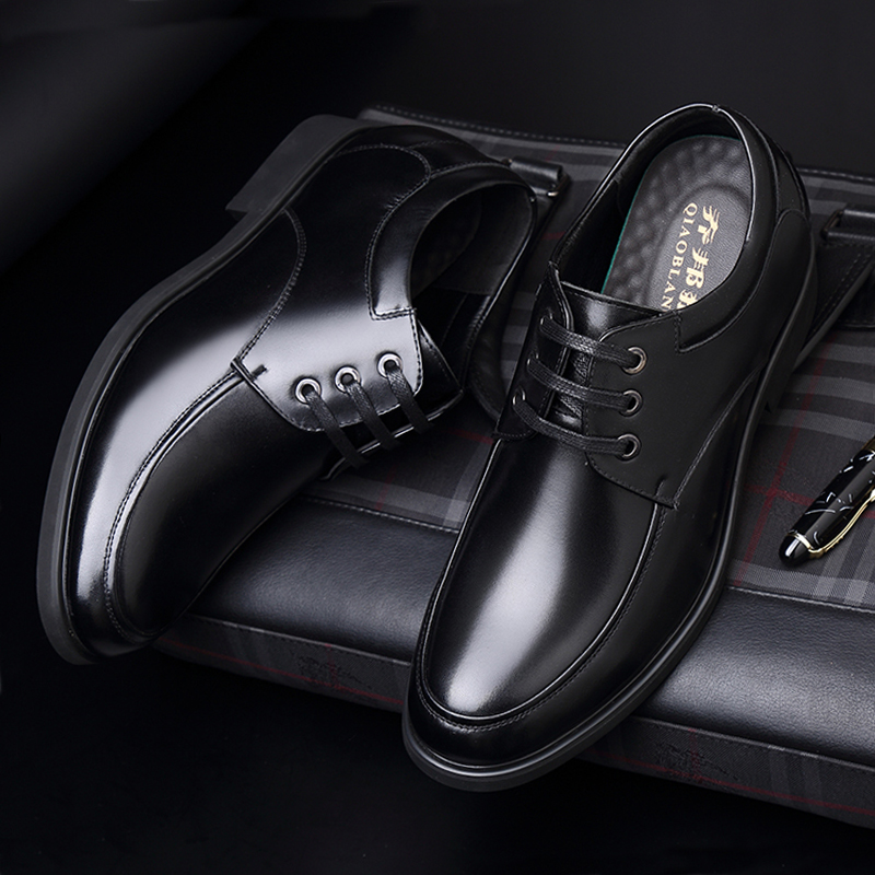 Giày nam Aokang mùa đông Giày cao gót 6cm cộng với váy nhung kinh doanh giày da nam cao cấp giày da nam (1)