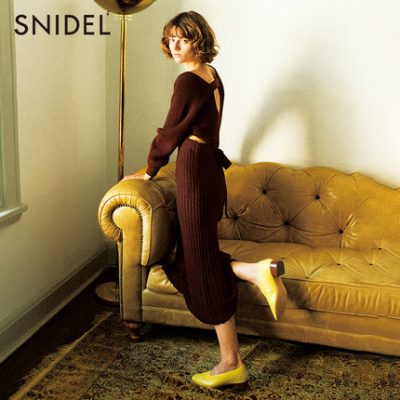 SNIDEL2019 thu đông thời trang mới tay áo phồng tay quây váy dệt kim SWNO195066
