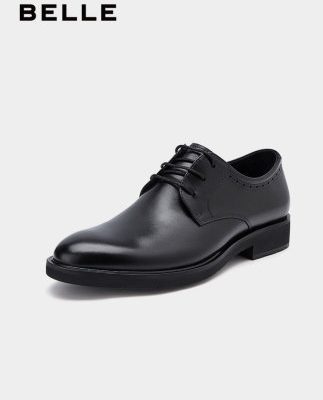 Giày cao cổ nam 2019 mùa đông New England Phong cách kinh doanh Dress Up Leather Lace-up Giày đế thấp mũi nhọn 21621CM9