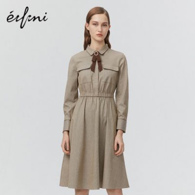 [Giống như trung tâm mua sắm] Evelyn 2019 New Winter Hàn Quốc Eo cao Đầm dài trung bình 1AA290261
