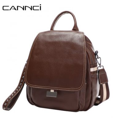 Qianzi trăm túi da ba lô da nữ thời trang da mềm dung lượng lớn du lịch bình thường phụ nữ hoang dã ba lô thủy triều