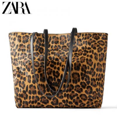 ZARA phụ nữ mới túi da báo in hình da bò túi xách vai 16034004195
