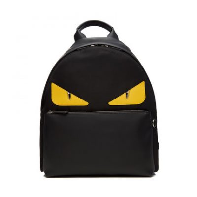 Ba lô FENDI / Fendi MONSTER Da đen cổ điển Little Monster Eyes Men Ba lô
