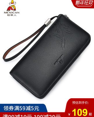 Ví Scarecrow nam mới Da chính hãng Long Zip Ví kinh doanh Casual Chính hãng Da mềm Túi xách tay dung lượng lớn