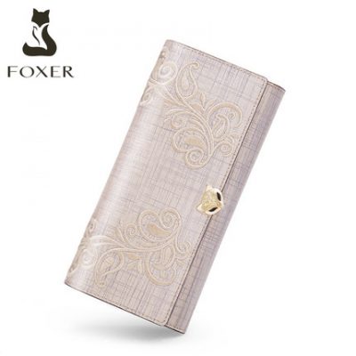 Ví vàng nữ dài 2019 thời trang mới thêu hoa văn hai màu da kẹp ví nữ dung lượng lớn