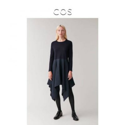Khăn tay nữ COS Hem Hem Dress Dress Navy Blue 2020 Mùa xuân mới 0831523001