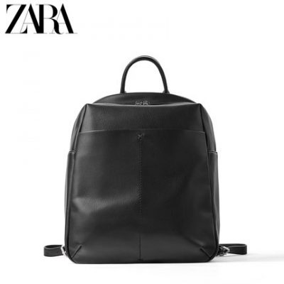 ZARA New Women Bag Black Basic Zip Ba lô 16114004040
