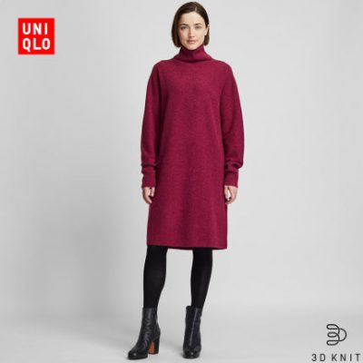 Váy liền thân bằng vải da cừu 3D dành cho nữ 3D (áo dài tay) 418629 UNIQLO