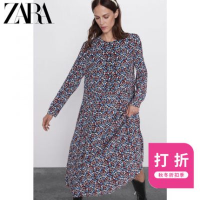 ZARA Phụ nữ mới Thu / Đông Giảm giá Váy in hoa midi 04886262606