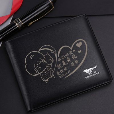 Ví ví bảy ví nam ngắn Ví da DIY tùy chỉnh 2019 quà sinh nhật chữ mới cho bạn trai