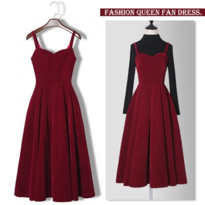 Trang phục Hepburn của Pháp thường có thể mặc trang phục năm mới, số phận buổi tối, váy nhung vàng đỏ, mùa thu đông của phụ nữ