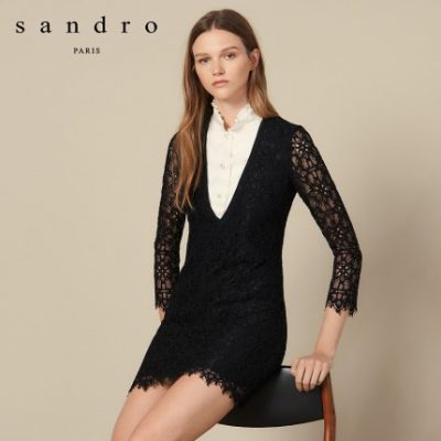 Sandro2019 mùa thu và mùa đông phụ nữ mới áo ren ren Váy cổ điển Pháp SFPRO00662