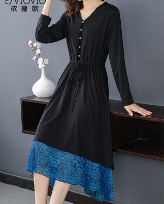 Thích hợp cho những chiếc váy lớn eo một chữ bốn mươi gì đó kích thước lớn của phụ nữ 2020 váy mùa xuân béo mm là váy mỏng