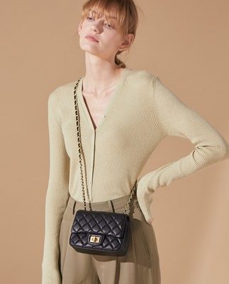 Avalea leather rhombus chain bag nữ 2019 mới màu đen nhỏ kiểu dáng túi đeo vai nữ túi nhỏ