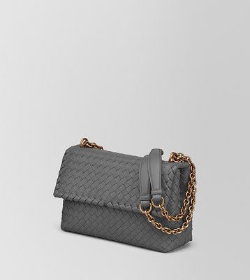BOTTEGA VENETA Túi da cừu dệt màu xám nhạt OLIMPIA