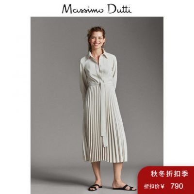 Khuyến mãi mùa thu và mùa đông Áo sơ mi nữ mùa thu Massimo Dutti xếp li cho phụ nữ váy mỏng 06643635712