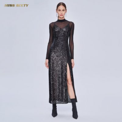Miss Sixty 2019 mùa đông mới Monroe loạt áo lưới sling sequin đầm hai dây nữ
