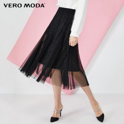 Vero Moda2020 xuân mới lưới retro váy suông thanh lịch váy nữ | 32011G510