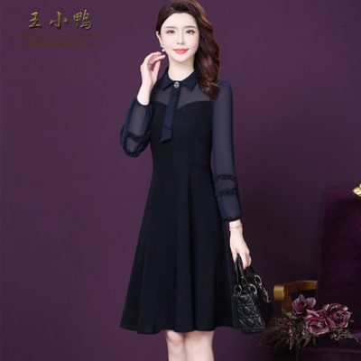 Wang Xiaoya 2019 mùa thu mới phiên bản Hàn Quốc của phong cách thuần khiết kiểu váy tây nữ thời trang eo dự tiệc váy rộng