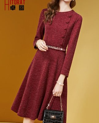 Trang phục nữ tính của Zhuotu Bên trong Đầm Váy Đầm dáng dài Đầm dài A-line 2019 Thu Đông Phong cách mới