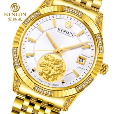 Đồng hồ đeo tay nam đồng hồ nam Zodiac Uranus Gold Watch Tự động chống nước 18k Vàng Watch Đồng hồ nam